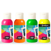 Neon Acrylfarben Set 4 x 100 ml – Fluoreszierende Acrylfarbe für Papier, Leinwand, Holz, Stein & Metall