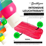 Neon Acrylfarben Set 4 x 100 ml – Fluoreszierende Acrylfarbe für Papier, Leinwand, Holz, Stein & Metall