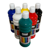 Acrylfarben-Set - 6 hochwertige Farben à 500 ml, deckend und vielseitig für Holz, Stein, Leinwand, Malkarton, Papier, Stoff, Leder, Metall und Pouring
