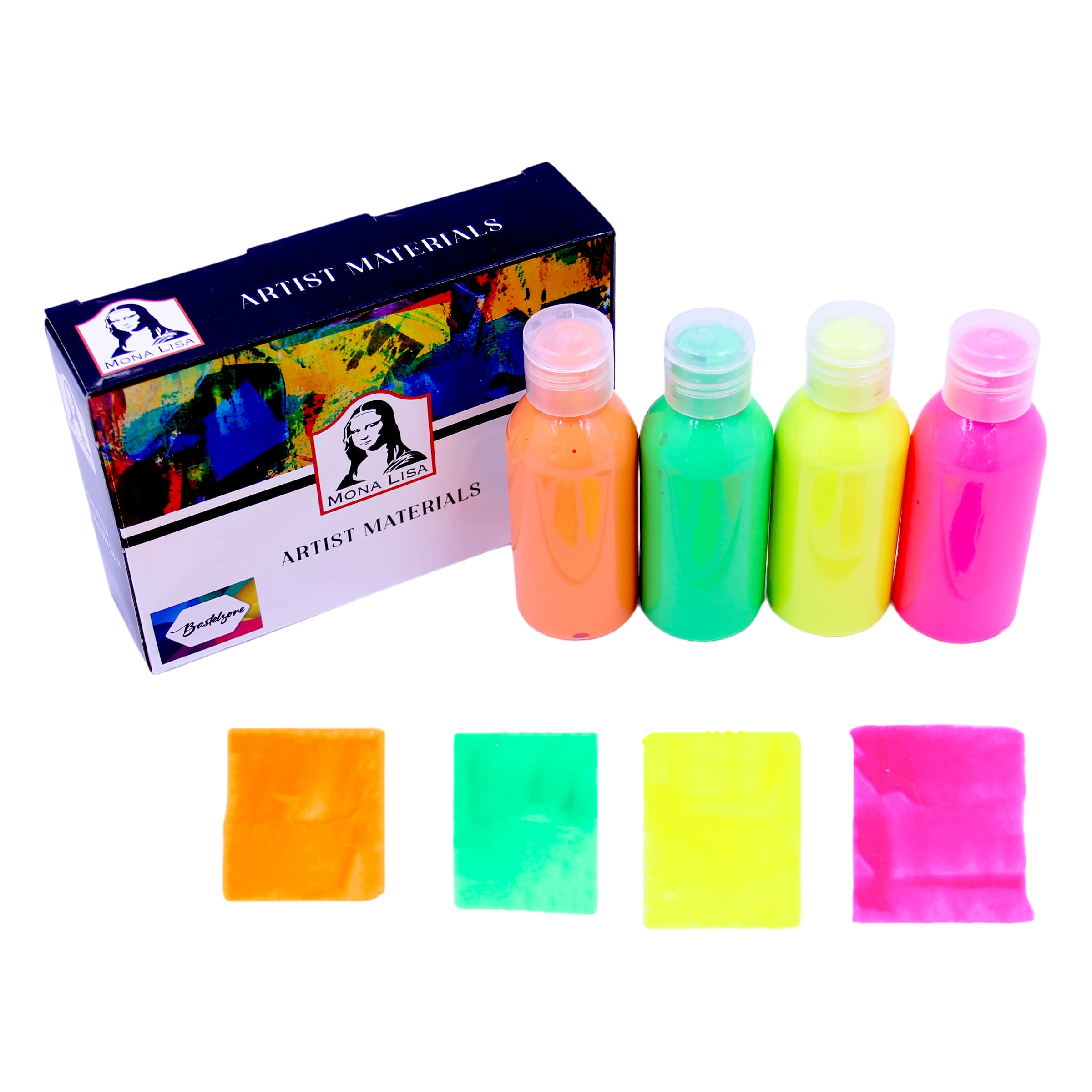 Neon-Acrylfarben-Set - 4 fluoreszierende Farben à 100 ml.