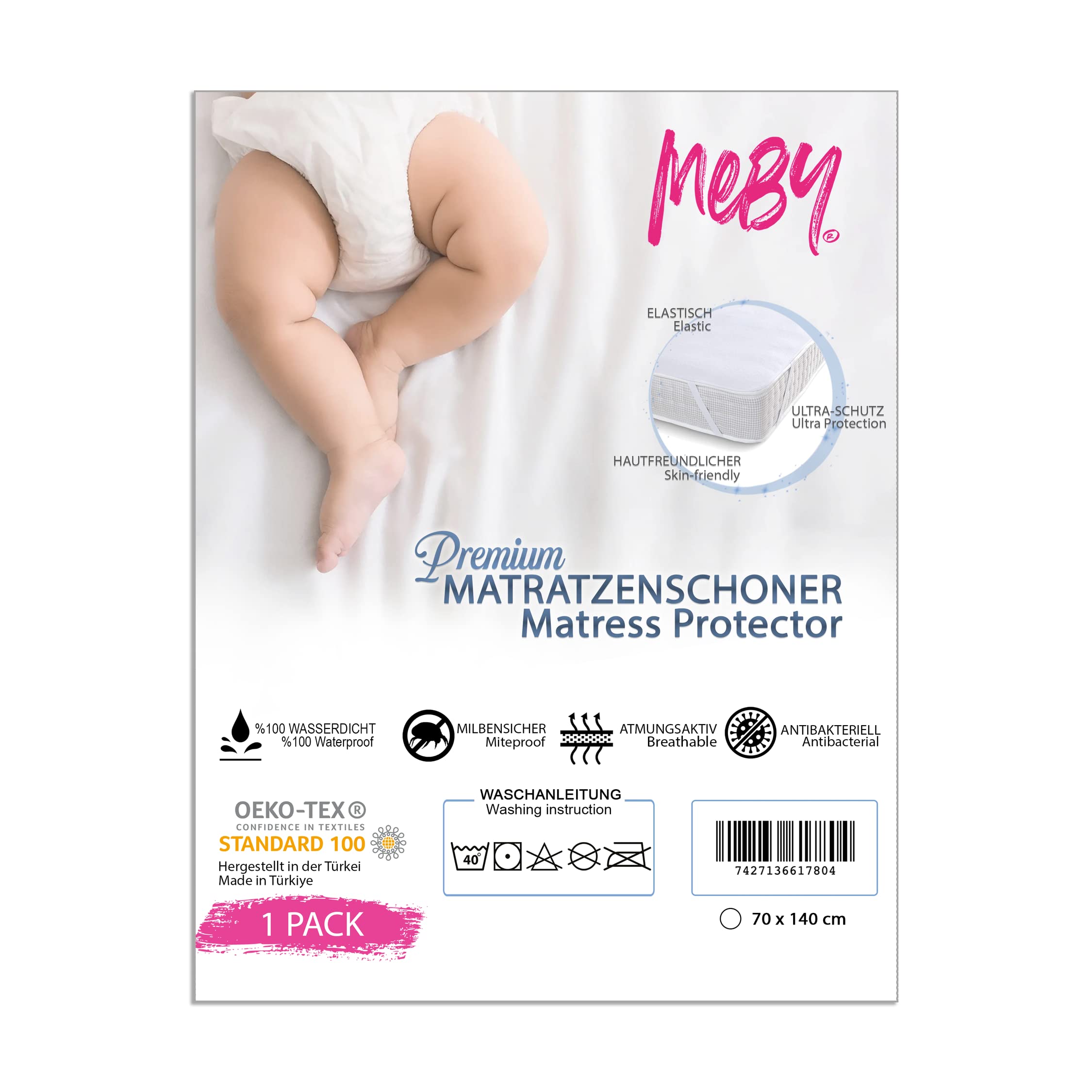 70x140 cm wasserdichter Matratzenschoner für Baby (2er Set)