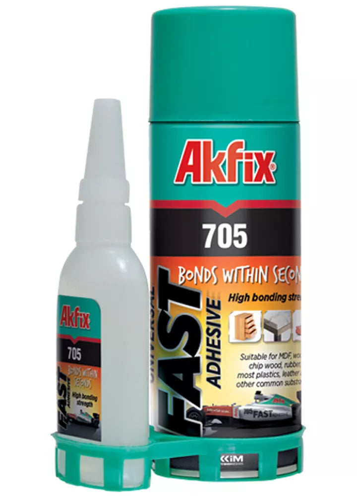 Akfix 705 extra starker Profi Alleskleber mit Spray Aktivator, Sekundenkleber