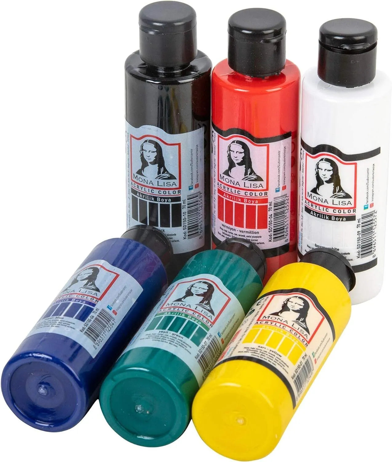 Acrylfarben-Set. 6 Farben je 60ml. Hochpigmentierte Malfarben. Allzweckfarben.