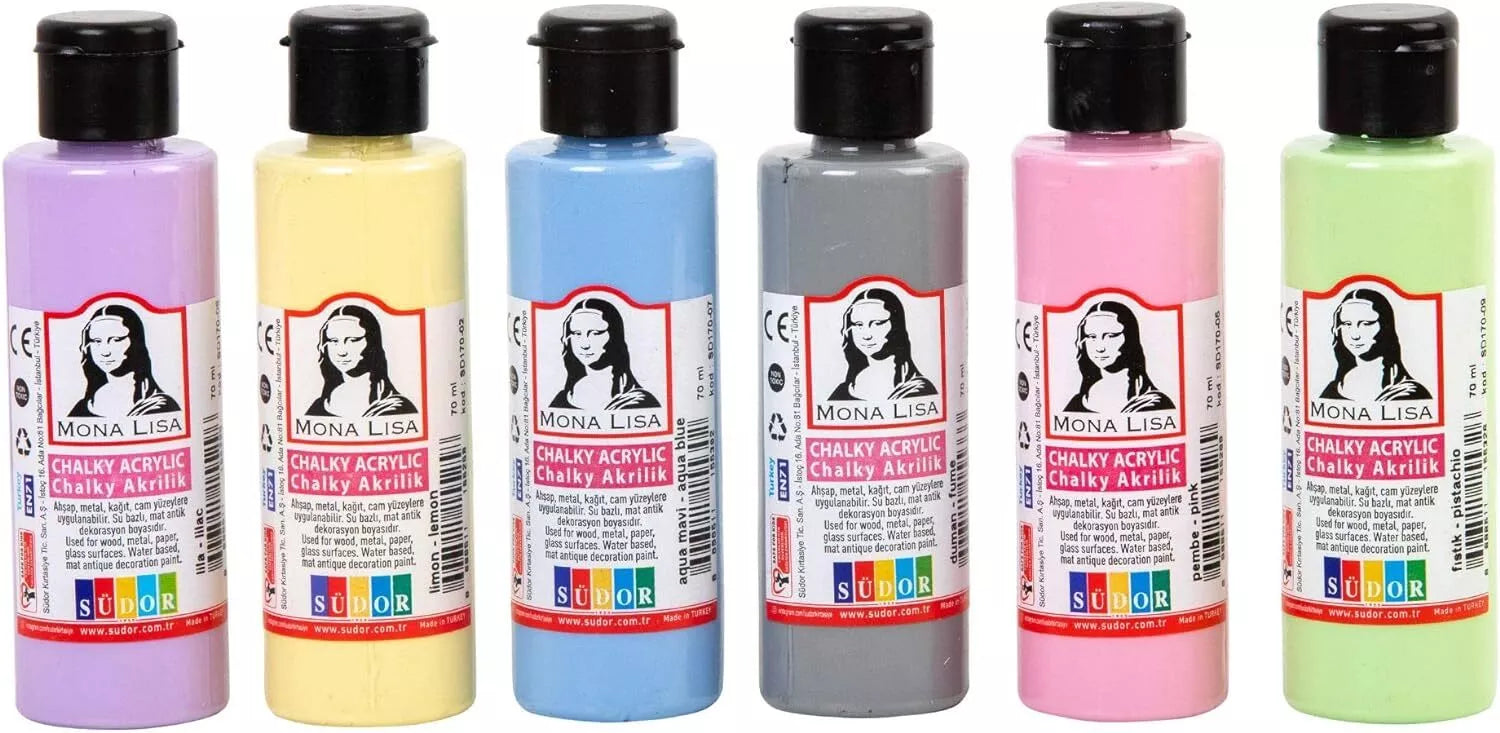 Acrylfarben-Set. 6 Farben je 60ml. Hochpigmentierte Malfarben. Allzweckfarben.